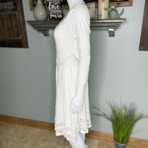 Free People 'To the Point' Lace Inset Crinkled Fit Flare Dress Size Small - Picture 11 of 15